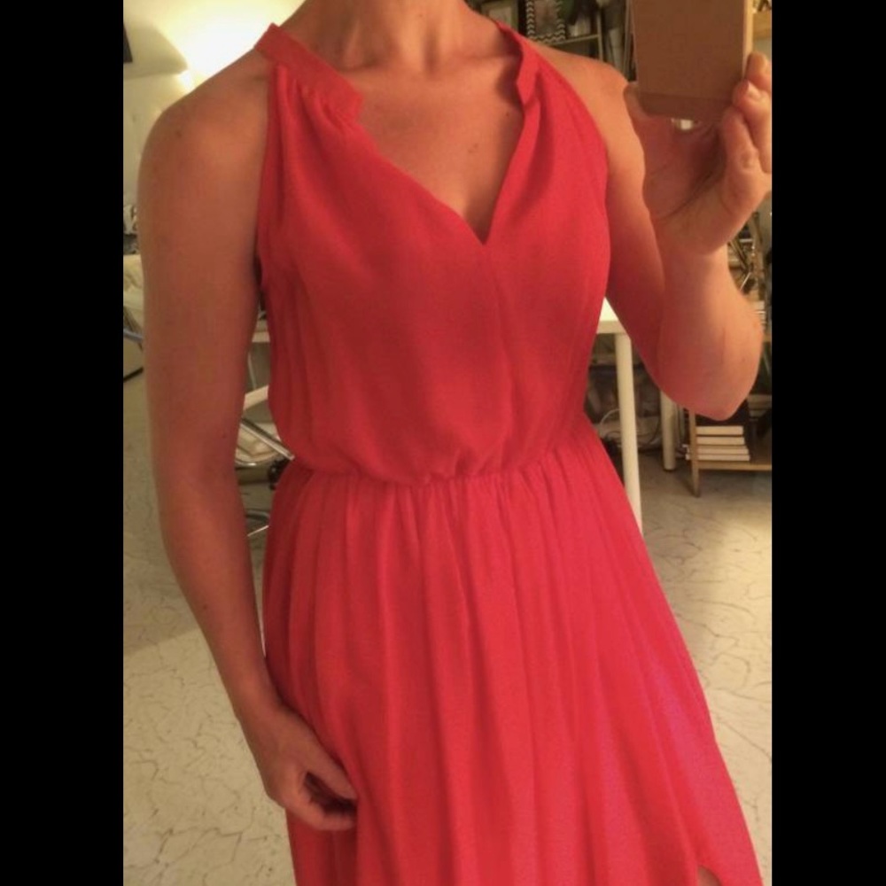 Gorgeous red chiffon crisp glamourous gown- Sz S - Picture 6 of 10